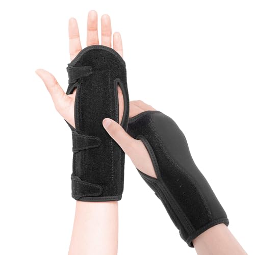 Carpal Tunnel Wrist Brace 2 Pack Night Support, Adjustable Wrist Splint for Sleeping with Cushioned Beads, Hand Wrist Support for Carpal Tunnel Relief Fits Left Right Hands for Women Men, Black
