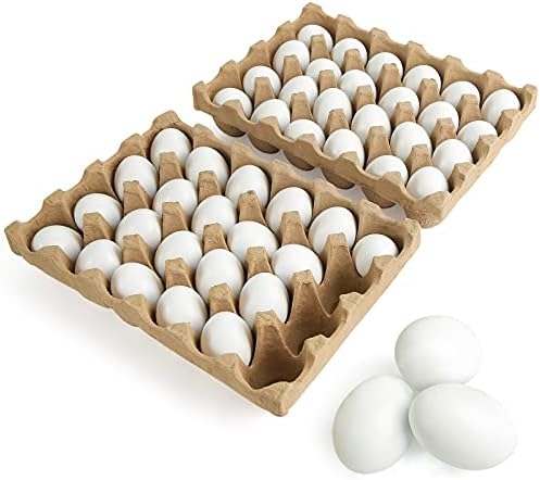 SallyFashion 48 Pcs White Wooden Eggs Fake Eggs Easter Eggs for Children DIY Game,Kitchen Craft Adornment,Toy Foods