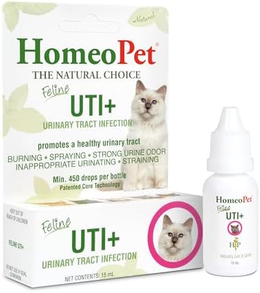 HomeoPet Feline UTI Plus, Safe and Natural Urinary Tract Medicine for Cats, Feline Urinary Tract Support, 15 Milliliters
