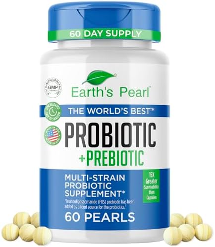 Earth's Pearl Probiotics for Women & Men & Kids - Pearl-Shaped Probiotic & Prebiotics with BIO-Tract®, 4 Billion CFU, Gut Health Support (60-Day Supply)