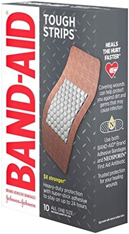 Band-Aid Brand Sterile Tough Strips Adhesive Bandages for First Aid & Wound Care, Durable Protection & Comfort for Minor Cuts, Scrapes & Burns, Heavy-Duty Fabric Bandages, One Size, 20 ct