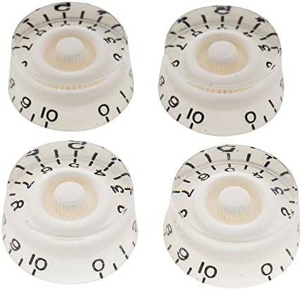 Musiclily Pro Inch USA LP Guitar Speed Knobs Fine 24-Spline Tone Volume Control Knobs for USA Les Paul CTS Pots Electric Guitar, White (Set of 4)