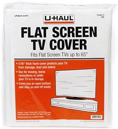 U-Haul Foam Flat Screen TV Cover (Fits Screens up to 65") - 36" x 65" - TV Protection During a Move, Storage, or Renovation