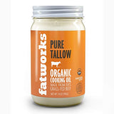 Fatworks Organic Grass-Fed Beef Tallow, Certified Organic Non-Gmo Pasture-Raised Beef Tallow, sourced from several small family ranchers, KETO friendly, exclusive to Fatworks, 14 oz.