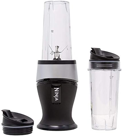 Ninja Personal Blender for Shakes, Smoothies, Food Prep, and Frozen Blending with 700-Watt Base and (2) 16-Ounce Cups with Spout Lids (QB3001SS) (Renewed)