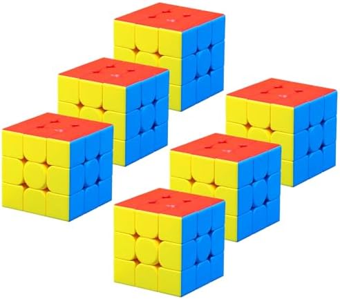 CFMOUR 6 Pack 3x3 Speed Cube Set - Moyu Meilong 3C, Stickerless Magic Cubes Bundle 3x3x3- Fast Turning Birthday Party Easter Valentines Day Gifts Puzzle Game Brain Toy for Kids and Adult