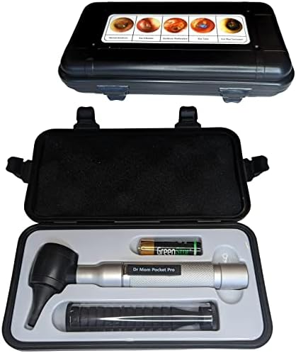 【Lifetime Warranty】4th Generation Doctor Mom LED Pocket Pro Otoscope with Both Adult and Pediatric Disposable Specula Tips, Battery, and Protective Hard Plastic Case
