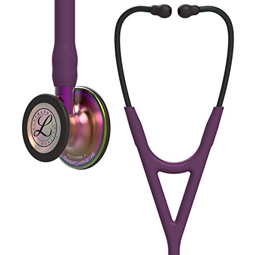 3M Littmann Cardiology IV Diagnostic Stethoscope, 6205, More Than 2X as Loud*, Weighs Less*, Stainless Steel Rainbow-Finish Chestpiece, 27" Plum Tube, Violet Stem, and Black Headset