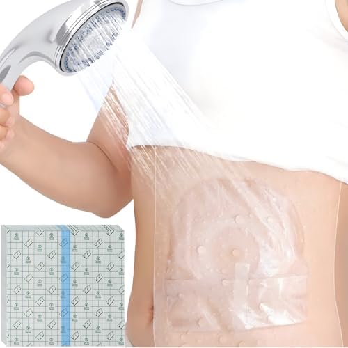 8" x 8" Ostomy Shower Cover [Pack of 50], Ostomy Bag Shower Protector Stoma Shower Guard Colostomy Shower Shields Waterproof Bandage for Women Men Showering