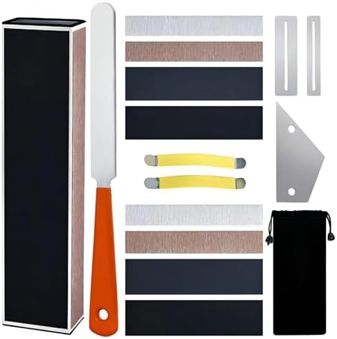 16PCs Guitar Diy Tools Fret File Crowning, Fret Rocker, Fret End Dressing File, Fret Wrap, Fret Leveling Beam, Fret Polishing Kit, Fingerboard Guards, String Spreaders Sanding Papers for Guitar Bass