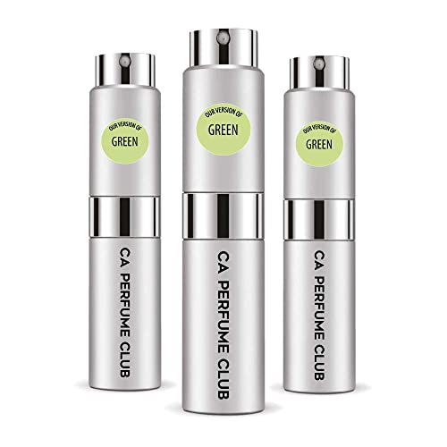 CA Perfume Impression of Emra Green For Women & Men Fragrance Concentrated Long Lasting Eau de Parfum Spray Refillable Glass Atomizer Bottle 0.27 Fl Oz-X3
