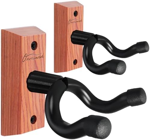 Guitar Wall Mount 2 Pack, Cherry Red Hardwood Guitar Hanger, U-Shaped Guitar Wall Hanger Mount, Guitar Holder Hook for Acoustic, Electric Guitar, Banjo, Bass, Gift for Guitar Player Men Boy