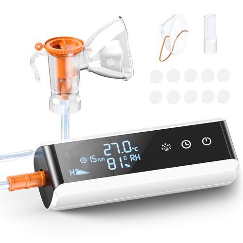 Smart Nebulizer Machine for Adults and Kids, Low Noise Compressor Nebulizer for Breathing Treatment, Digital Display Nebulizer with Timer and Atomization Adjustment Function for Home and Travel