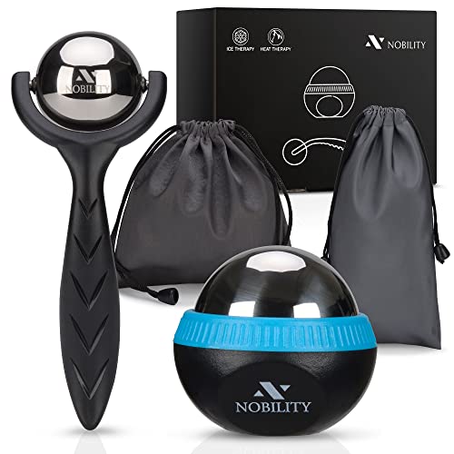 Nobility Massage Ball Roller– Ice Cold and Hot for Deep Tissue and Sore Muscle Relief of Stiffness and Stress, Body, Neck, Back, Foot, Plantar Fasciitis, Gifts for Men & Women, Black