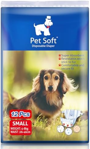 Pet Soft Dog Diapers Female - Disposable Puppy Diapers, Cat Diapers 12pcs Small