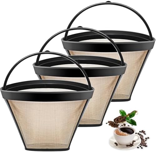 Reusable Coffee Filters Suitable for Ninja Coffee Maker, 3Pcs Cone Coffee Filters 4, Which Can Be Used to Replace the Cuisinart Coffee Maker Filter 4