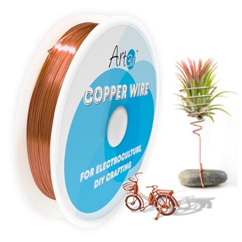 Art3d 16 Gauge 60 FT 99.9% Pure Soft Copper Wire for Electroculture Gardening, Jewelry Making, Beading, Science Projects, DIY Artwork, 1 Roll