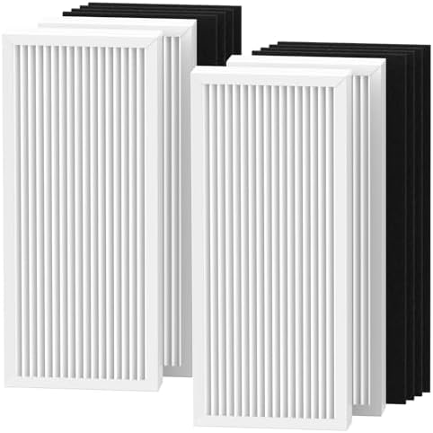 990051000 True HEPA Replacement Filter Compatible with Hamilton Beach TrueAir Air Purifier 04383 04384 04385 04386, 4 True HEPA Filter & 8 Carbon Filters