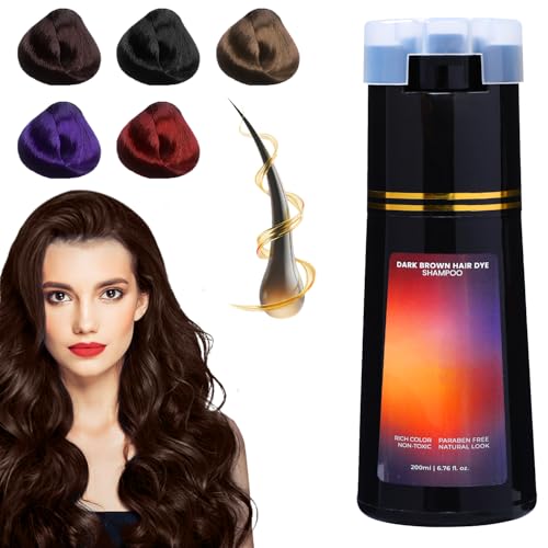 Polar Hair Dye Shampoo, Polar Hair Care, Polar Hair Care Instant Dye Shampoo, Natural Hair Color Shampoo for Gray Hair Coverage, Suitable for Women & Men (Dark Brown)