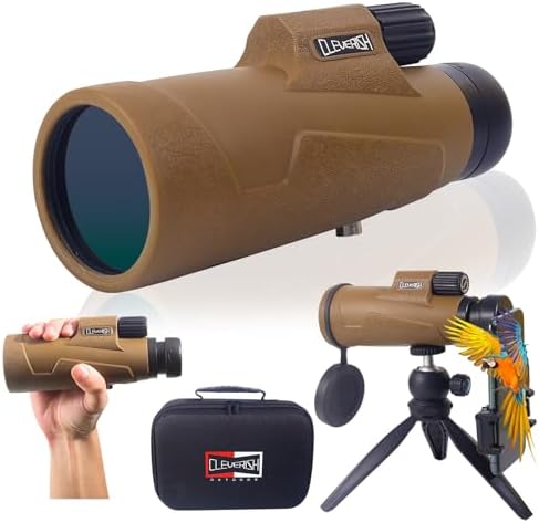 12x50 High Power Monoculars for Adluts, Tripod Travel Bag with Smartphone Adapter, BAK-4 Prism, Ultra Clear FMC Lens for Bird Watching, Hunting, Traveling, Hiking.Designed in United States