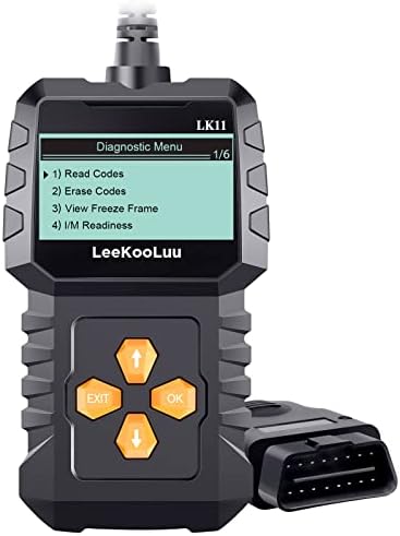 OBD2 Scanner Ease Setup Plug-Play: Clear Reset Engine Error Code Professional Code Reader Diagnostic Scan Tools with Freeze Frame/I/M Readiness for All Cars Since 1996 & Newer - LK11