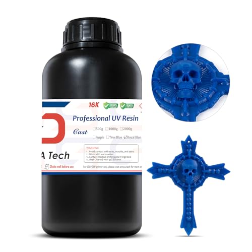 Siraya Tech Cast 3D Printer Resin Best Balance of Easy Burning and Printing Smooth Surface High Resolution Castable 405nm UV-Curing Resin for Jewelry and Metal Parts (Royal Blue, 1kg)