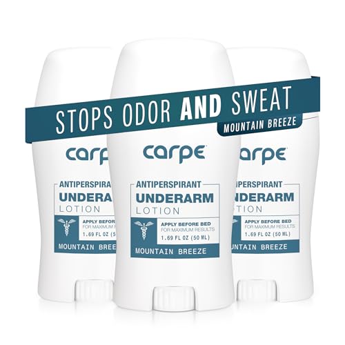 Carpe Underarm Antiperspirant and Deodorant, Clinical strength with Mountain Breeze scent, Combat excessive sweating Stay fresh and dry, Great for hyperhidrosis (Pack of 3)