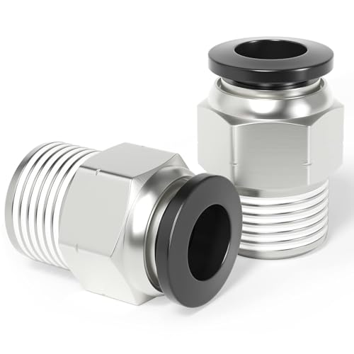 TAILONZ PNEUMATIC Black Straight 12mm Tube OD x 3/8 Inch G Thread Push to Connect Fitting PC10-03 (Pack of 10)