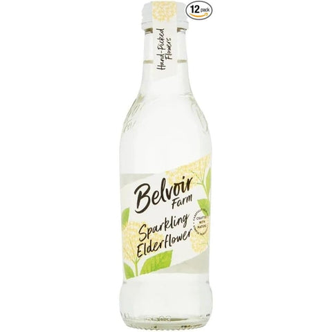 BELVOIR FARM Sparkling Elderflower Presse - Hand Picked Elderflowers, Traditional Family Recipe, 100% Natural Ingredients, No Artificial Flavourings or Preservatives, Vegan 12 x 250ml Bottles