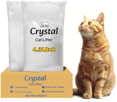 Crystal Cat Litter, 8.6 lb, Rapid Odor & Moisture Absorption Last up to 6 Weeks, Low Tracking for Less Mess, Unscented Non-Clumping Silica Gel