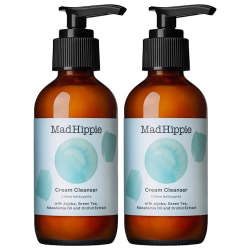 Mad Hippie Cream Cleanser - Facial Cleanser with Jojoba Oil, Green Tea, Orchid Extract, and Hyaluronic Acid, Gentle Face Cleanser for Dry, Sensitive Skin, 4 Fl Oz (Pack of 2)