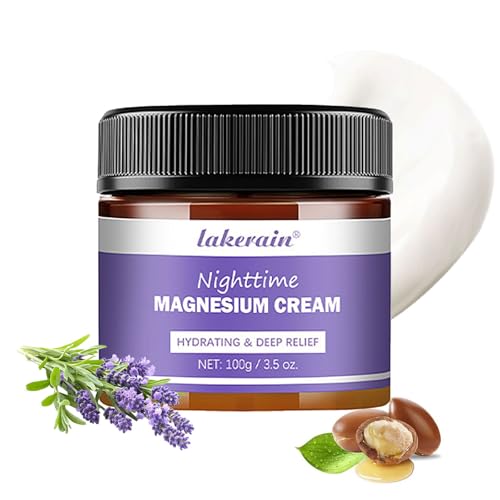 Nighttime Magnesium Cream, Hydrating and Non-Greasy Lavender Topical Magnesium Cream & Body Lotion with Shea Butter and Vitamin E, Relaxation and Sweet Sleep, 3.5 oz