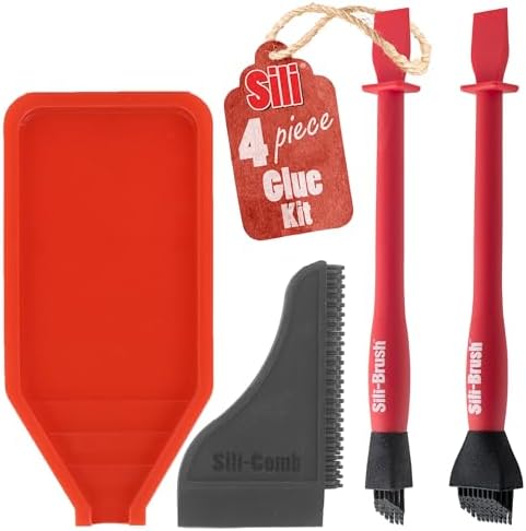 Sili Non-Stick Silicone Glue Brush Wood Glue Applicator Kit | Silicone Glue Spreader Comb/Squeegee & Tray Wood Glue Brush Set | Wood Glue Spreader | Reusable Wood Glue Brushes For Crafts, Arts & Hobby