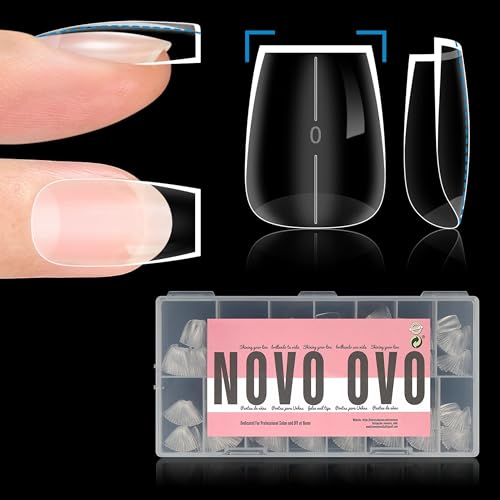 Short Coffin Thick Natural Nail Tips Press on, No C Curve Ballerina Soak Off Soft Gel Fake Nail Extension, Full Cover False Nails for Acrylic French, Salon DIY x 15 Sizes 510 pcs