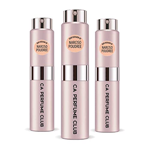 CA Perfume Impression of Narciso Poudree For Women Replica Version Fragrance Dupes Concentrated Long Lasting Eau de Parfum Spray Refillable Atomizer Bottle 0.27 Fl Oz-X3
