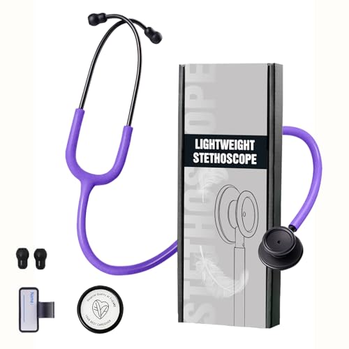 FriCARE Dual Head Stethoscope - Stethoscopes for Nurses, Medical Nursing Students, Paramedics/EMT/LVN/VNA Backup - FSA/HSA Eligible Estetoscopio, Lavender Purple Tube, Matte Black Chestpiece