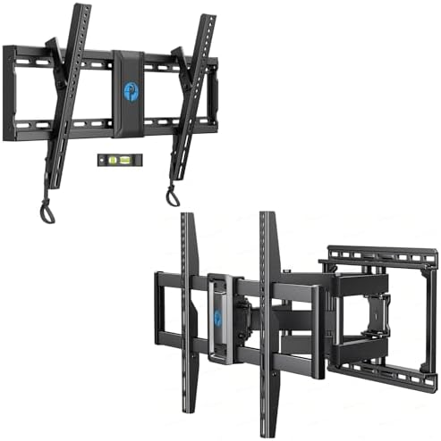Pipishell Tilting TV Wall Mount - Adjustable for 37-82 inch TVs up to 132 lbs & PILF3 Full Motion TV Wall Mount for 37-75 inch Flat/Curved TVs