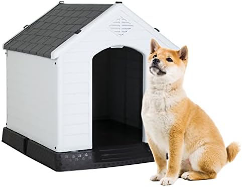 BestPet Dog House Indoor Outdoor Insulated Kennel Durable Plastic Dog House for Small Medium Large Dogs Weather & Water Resistant Pet Crate with Air Vents and Elevated Floor