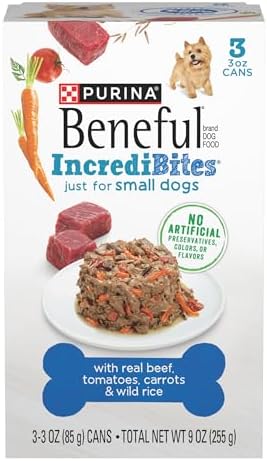 Purina Beneful Small Breed Wet Dog Food With Gravy, IncrediBites with Real Beef - (8 Packs of 3) 3 oz. Cans
