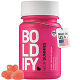 Boldify Sugar Free Biotin Gummies - Fast Acting Vegan Hair Skin and Nails Vitamins for Hair Growth - Natural Strawberry Hair Growth Gummies - 5000mcg Biotin/Serving, 30 Day Supply