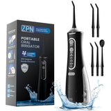 ZPN Water flosser for Teeth Cleaning and Flossing with 5 Replaceable Jet Tips, IPX7 Waterproof Water Flosser Portable and Rechargeable for Home and Travel with 4 Modes Normal/Soft/Pulse/Custom (Black)