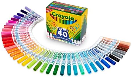 Crayola Ultra Clean Washable Markers (40ct), Coloring Markers for Kids, Coloring Book Marker Set, Gifts for Kids, Ages 3+