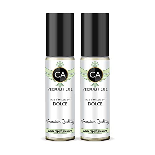 CA Perfume Impression of Dolce For Women Replica Fragrance Body Oil Dupes Alcohol-Free Essential Aromatherapy Sample Travel Size Concentrated Long Lasting Attar Roll-On 0.3 Fl Oz-X2