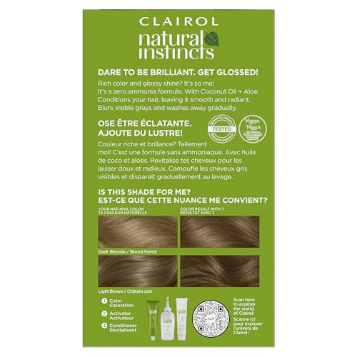 Clairol Natural Instincts Demi-Permanent Hair Dye, 7 Dark Blonde Hair Color, Pack of 3