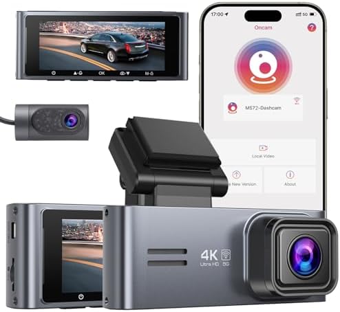 Dash Cam Front and Rear - Sarmert 2025 Upgraded 4K/1080P Dash Camera for Cars, 3.18" Screen Dual Dash Cam with 5G WiFi 2160P Night Vision 24H Parking Mode 170°Wide G-Sensor Loop Recording USB C Port