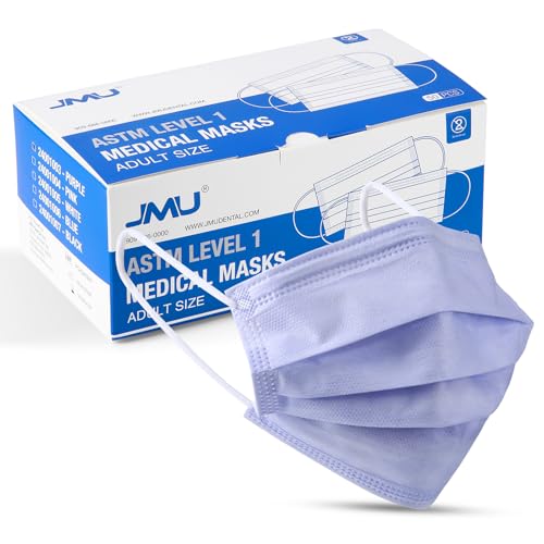 JMU 1000pcs Disposable Face Masks Purple, 3-ply Protection Medical Masks, ASTM Level 1