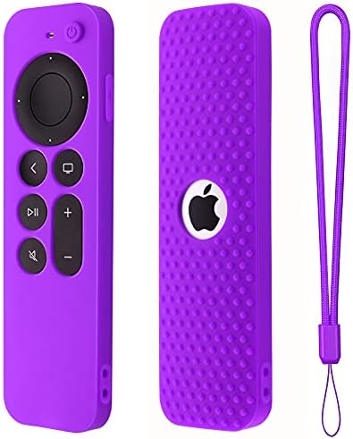 Compatible with Apple TV 4K Siri Remote 2021 Silicone Cover, Silicone Case for Apple TV 4K 6 Generation 2021 Remote Control, Apple 4K Siri Remote 2nd Gen Cover (Purple)