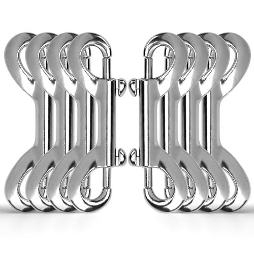 8 PCS Double Ended Snaps, 3.5 Inch Zinc Alloy Trigger Metal Clip, Silver Double Ended Snap Hooks for Pet Dog Leash, Water Bucket Hooks, Key Holder, Carabiner, Home, Farm, Other Indoor and Outdoor.