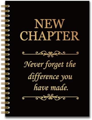 YAZMEEN New Chapter Black Gold Spiral Notebook（160 Pages） Never Forget The Difference You Have Made Blank Hardcover Notebook Thank You Gift Retirement New Job Going Away Gift for Coworker Boss Friend