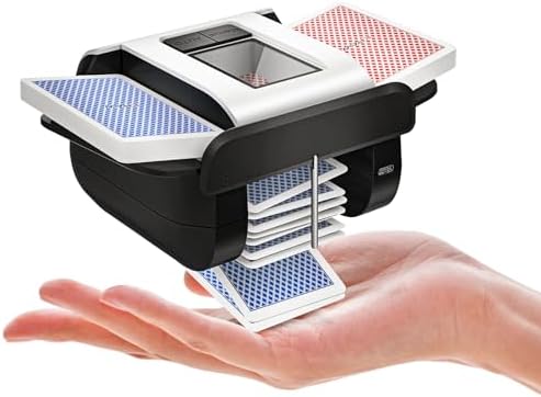Automatic Card Shuffler Machine - 1-2 Decks Low Noise Shuffler, Rechargeable & Portable, One Press Shuffling, Automatic Card Shuffler for Texas Hold'em, Skip-Bo, Poker, UNO, Phase 10